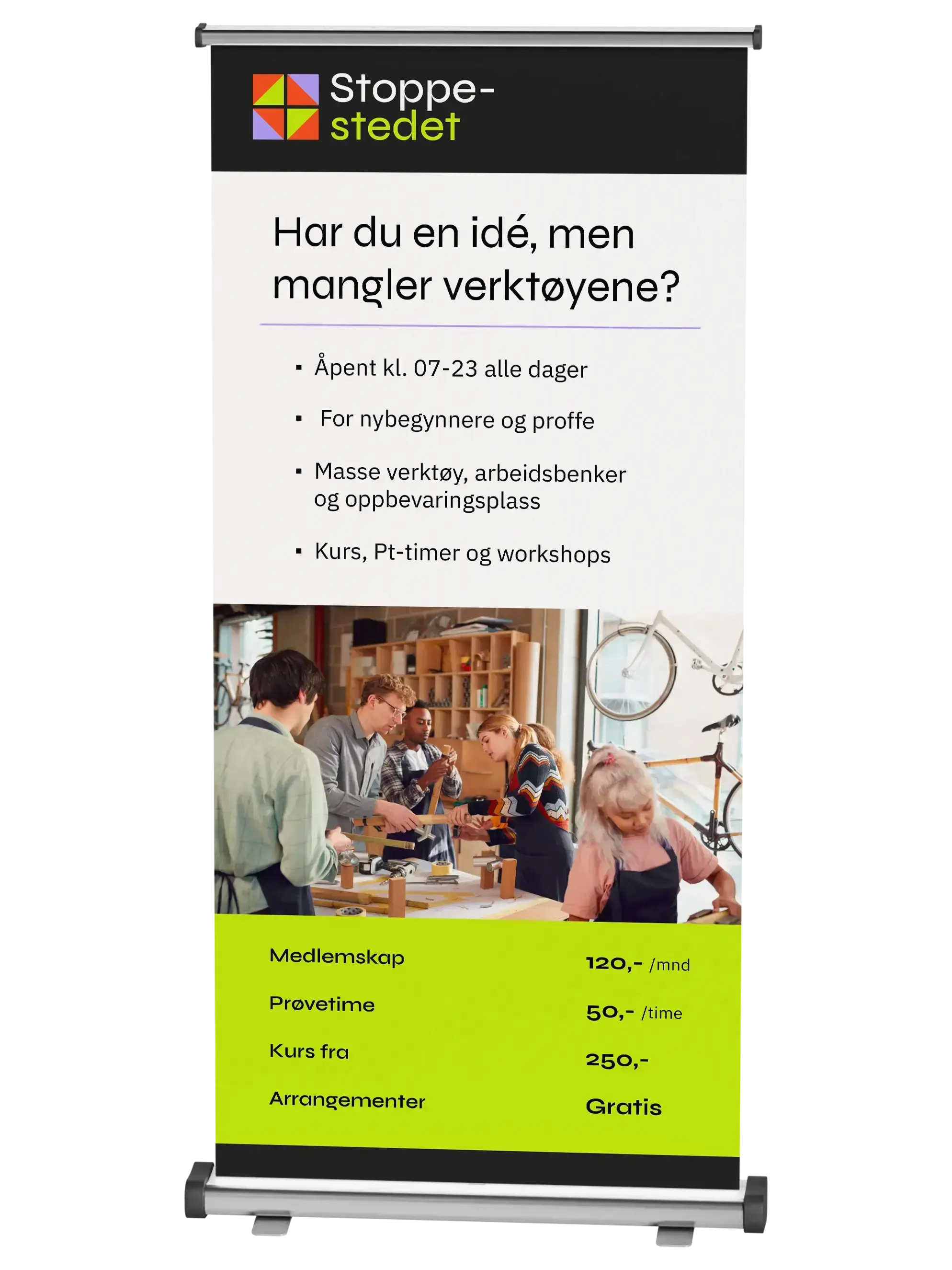 Stoppestedet roll-up banner